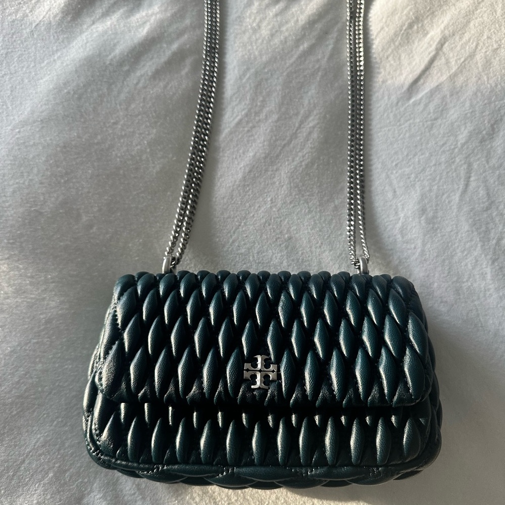 Tory Burch Teal Quilted Leather Chain Crossbody Bag mini